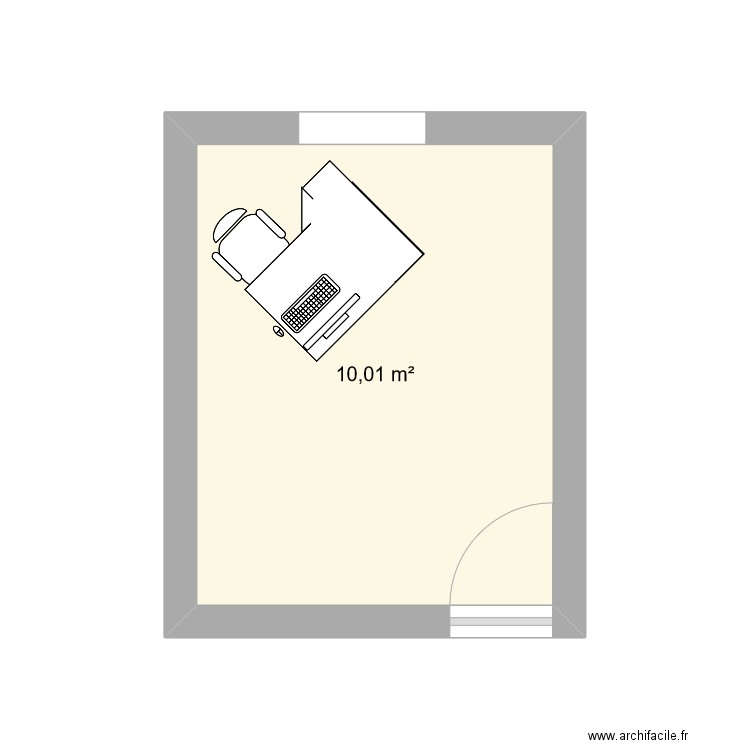 BUREAU 222. Plan de 1 pièce et 10 m2