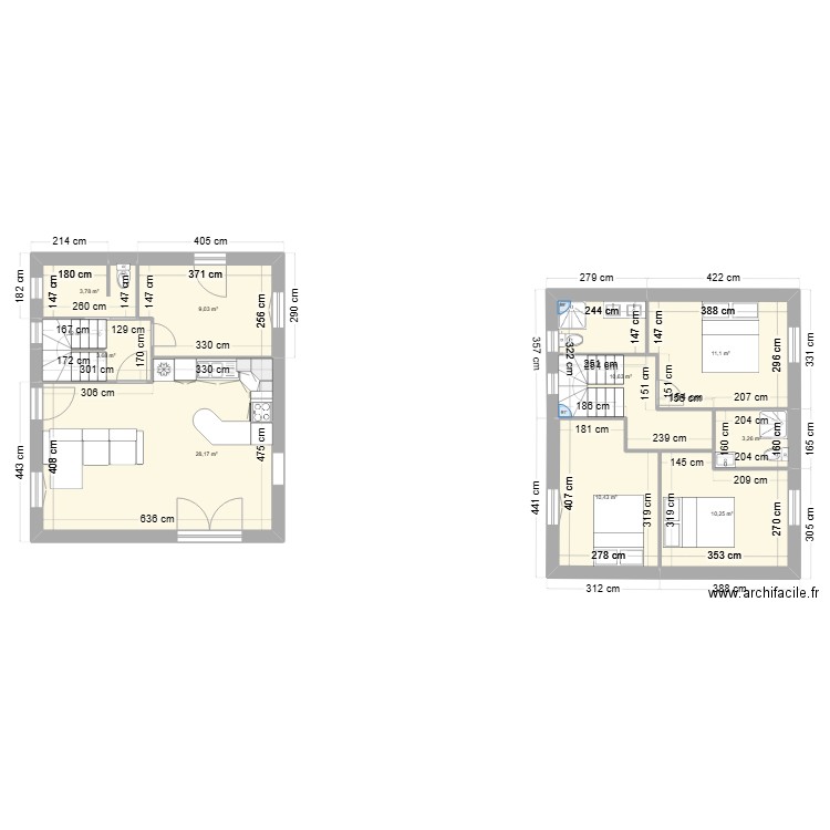 maison bois2. Plan de 10 pièces et 92 m2