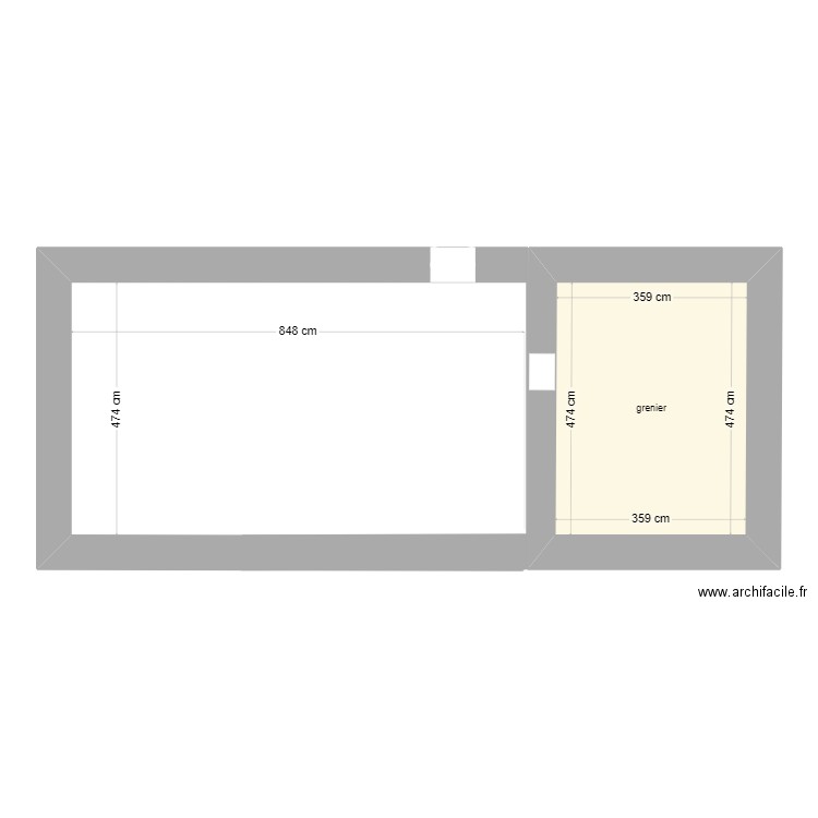 étage . Plan de 1 pièce et 17 m2