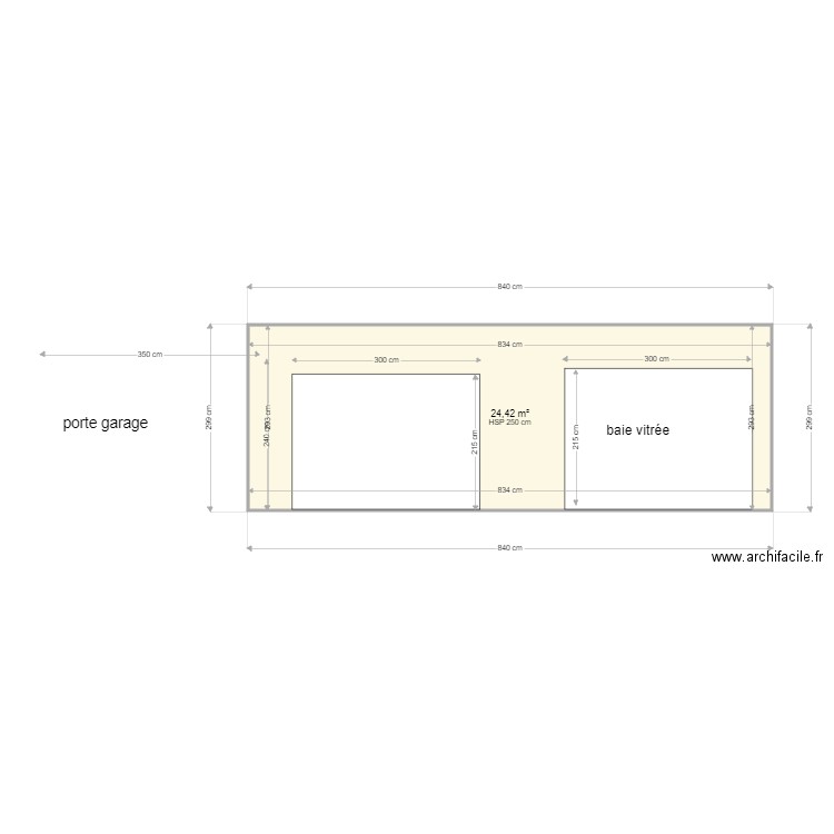 garage + extesion sud. Plan de 1 pièce et 24 m2