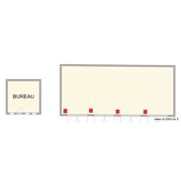 Implantation raticide GARAGES FERMES. Plan de 2 pièces et 143 m2