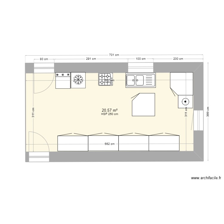 cellier A. Plan de 1 pièce et 21 m2