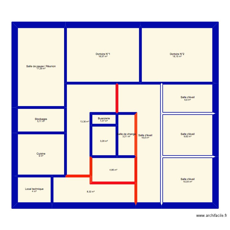 Ebauche 1. Plan de 16 pièces et 149 m2