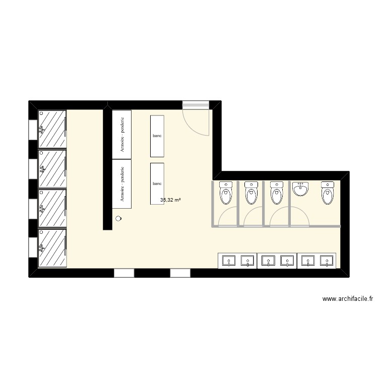 WC / Vestiaires. Plan de 0 pièce et 0 m2