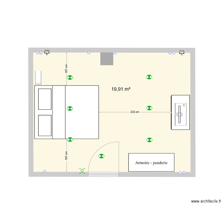 nouvelle chambre Owen. Plan de 1 pièce et 20 m2