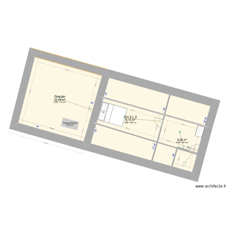 Maison paroissiale 3.0 Elec Combles. Plan de 17 pièces et 190 m2