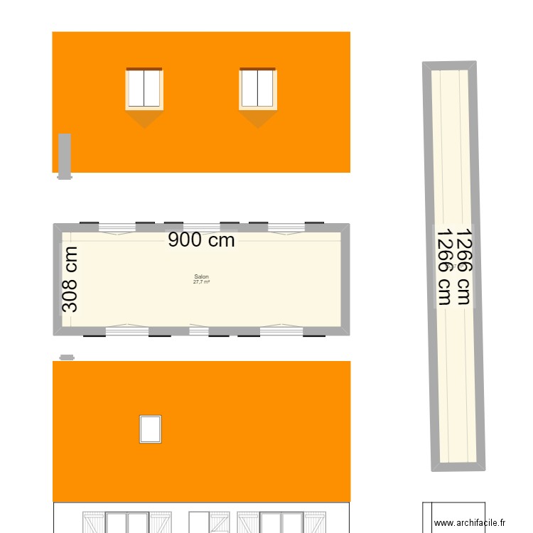 brouillon 1. Plan de 2 pièces et 43 m2