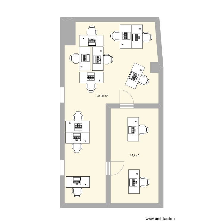 BurHotline. Plan de 2 pièces et 54 m2