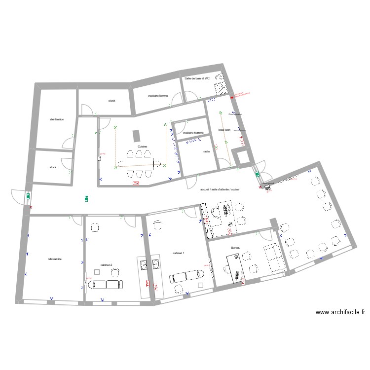 cabinet lille 2. Plan de 15 pièces et 210 m2