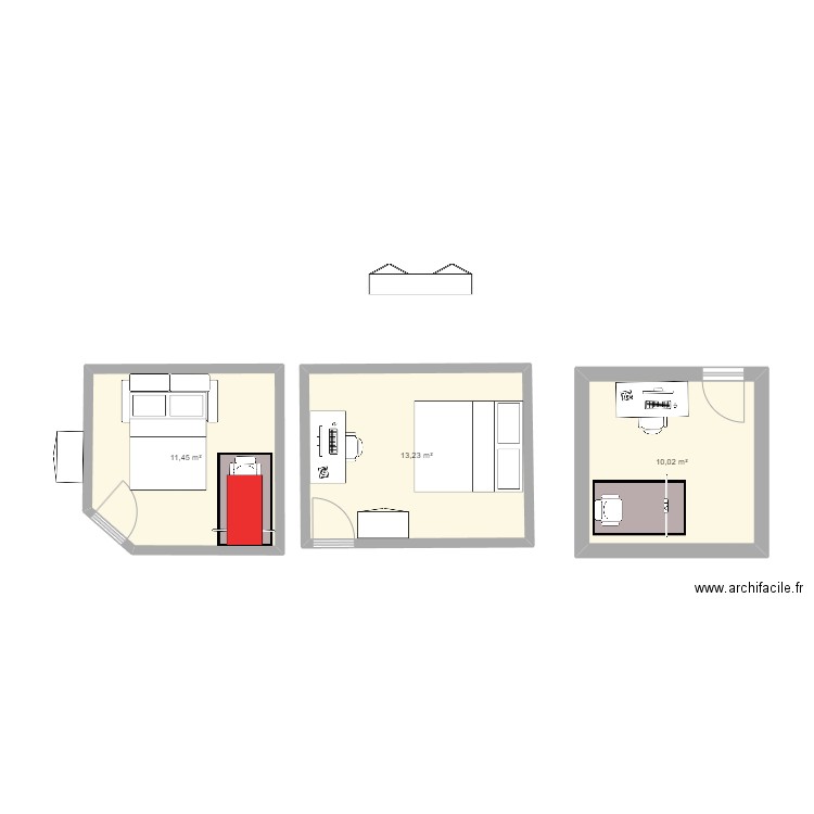 Apartement_Kichrode_2. Plan de 3 pièces et 35 m2