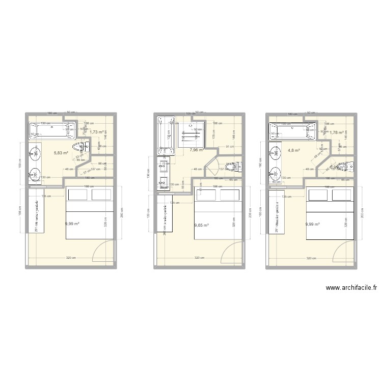 CHB parent VF. Plan de 9 pièces et 53 m2