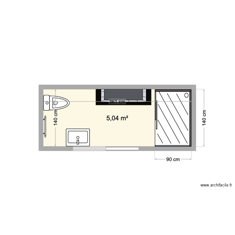 SDB Flaville. Plan de 1 pièce et 5 m2