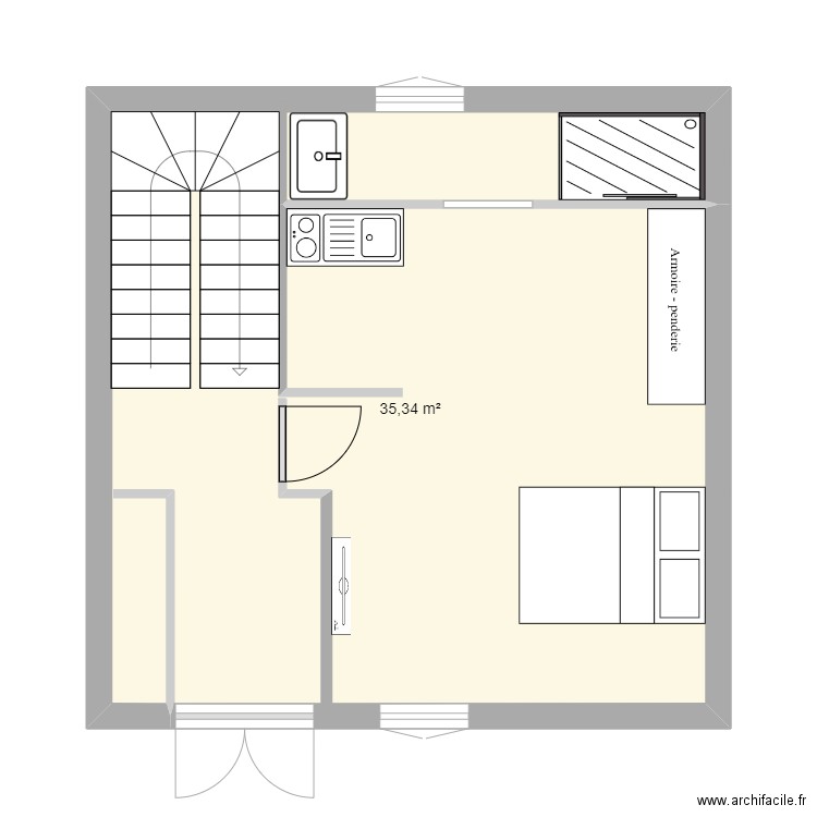 Sebastien Rigaux. Plan de 1 pièce et 35 m2