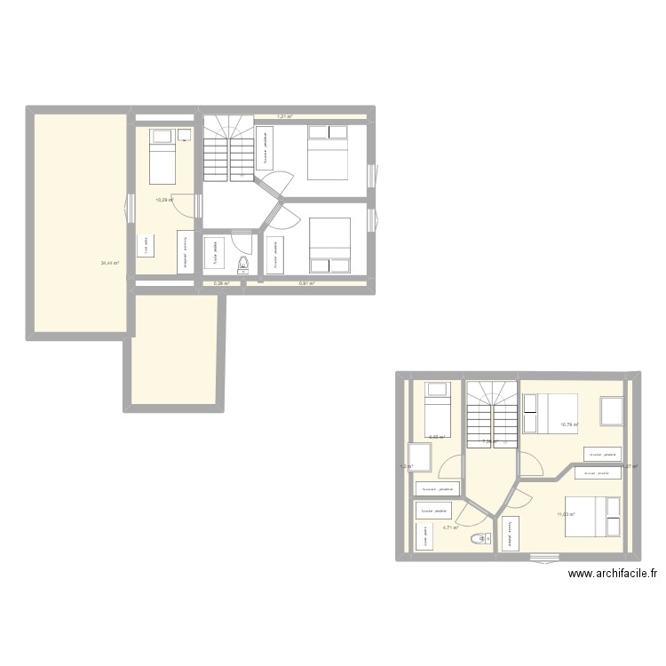 haut. Plan de 12 pièces et 90 m2