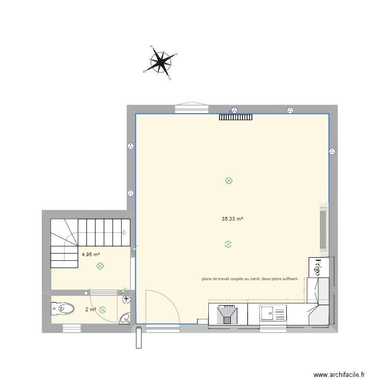 cuisine haut1. Plan de 3 pièces et 42 m2