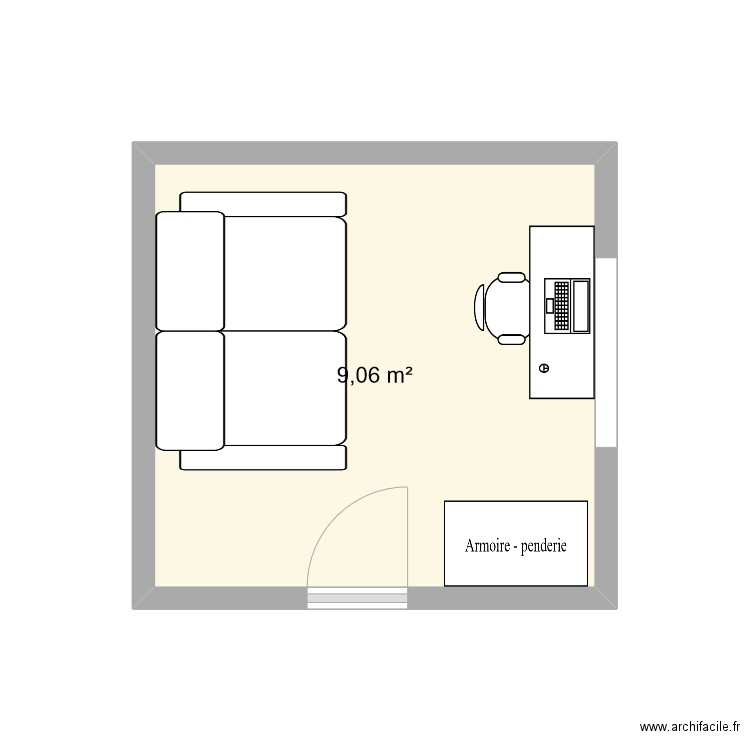 NOUVEAU BUREAU DARLIND. Plan de 1 pièce et 9 m2