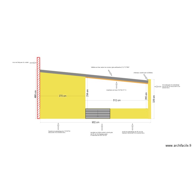 vue de derrière du garage avec le mur et la toiture 2. Plan de 0 pièce et 0 m2