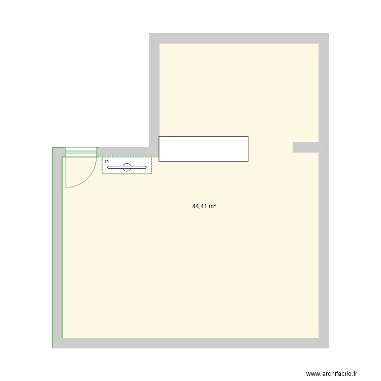 Maison. Plan de 1 pièce et 44 m2