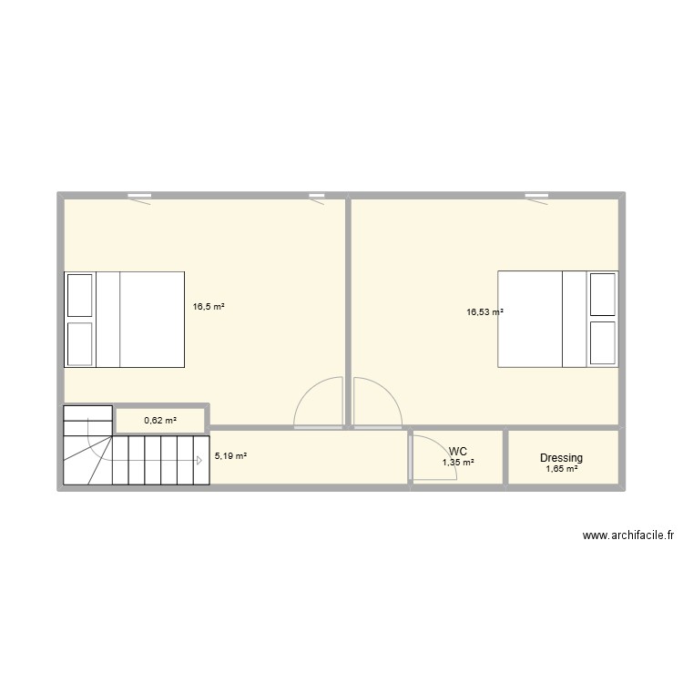 GÎTE DU POTAGER Etage. Plan de 6 pièces et 42 m2