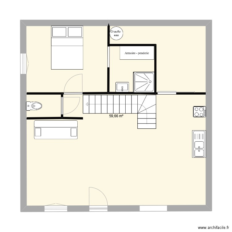 Saint Amand. Plan de 1 pièce et 60 m2