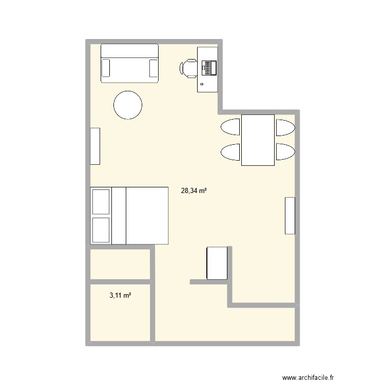 Plan appartement rennes. Plan de 2 pièces et 31 m2