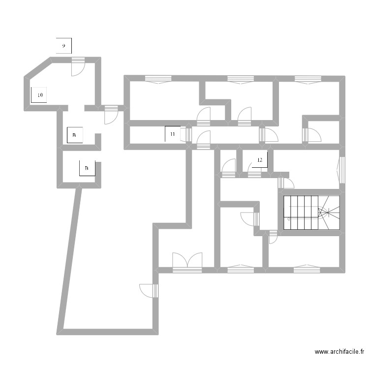 Hotel Villa Bleue. Plan de 14 pièces et 69 m2