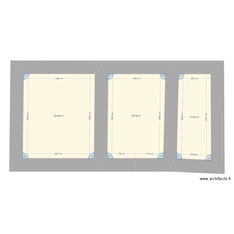 GOSNE. Plan de 3 pièces et 54 m2