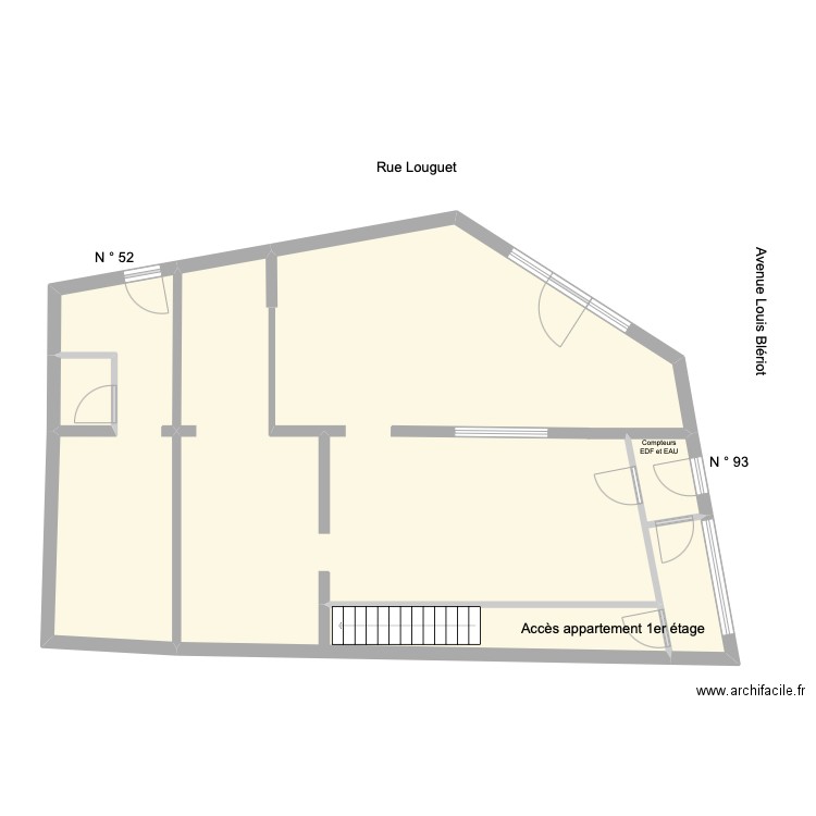 RDC AV Blériot. Plan de 4 pièces et 104 m2