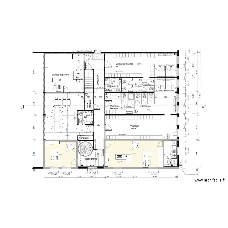 rdc ctm. Plan de 2 pièces et 57 m2