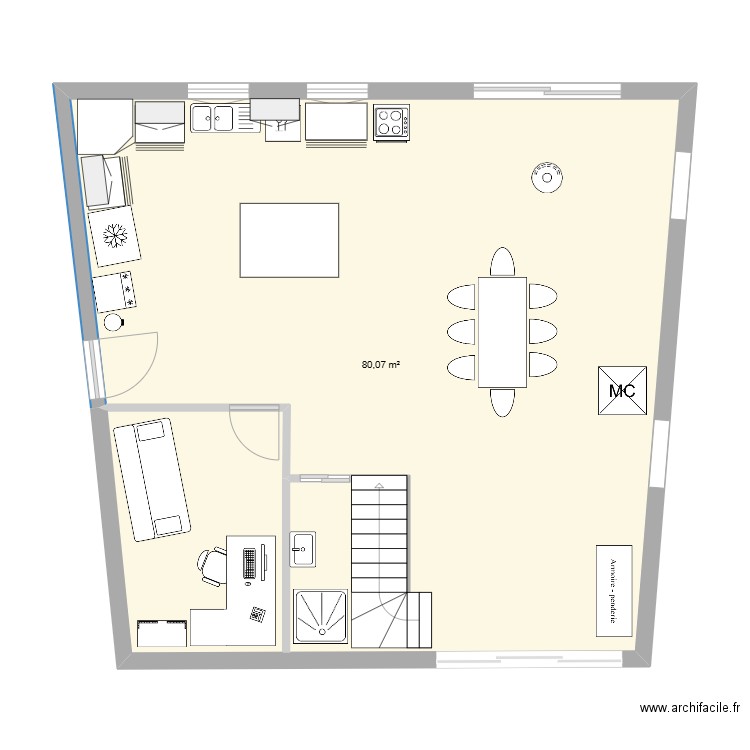 Chavrdc. Plan de 1 pièce et 83 m2