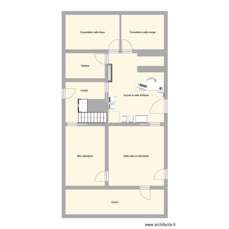 Uryvet rez-de chaussée. Plan de 9 pièces et 110 m2