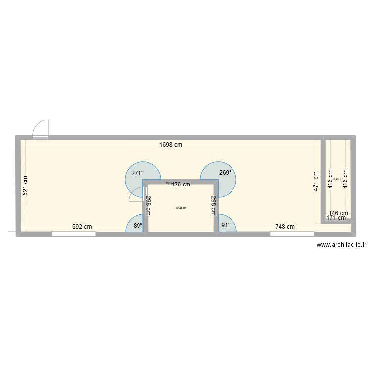 Zone emballages surgelé. Plan de 3 pièces et 93 m2