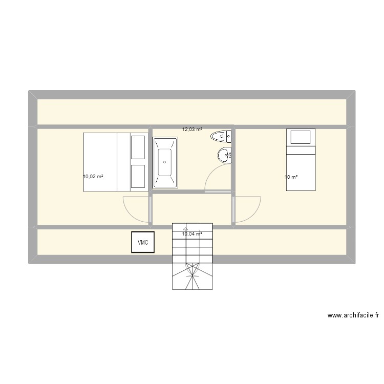 maison. Plan de 4 pièces et 42 m2