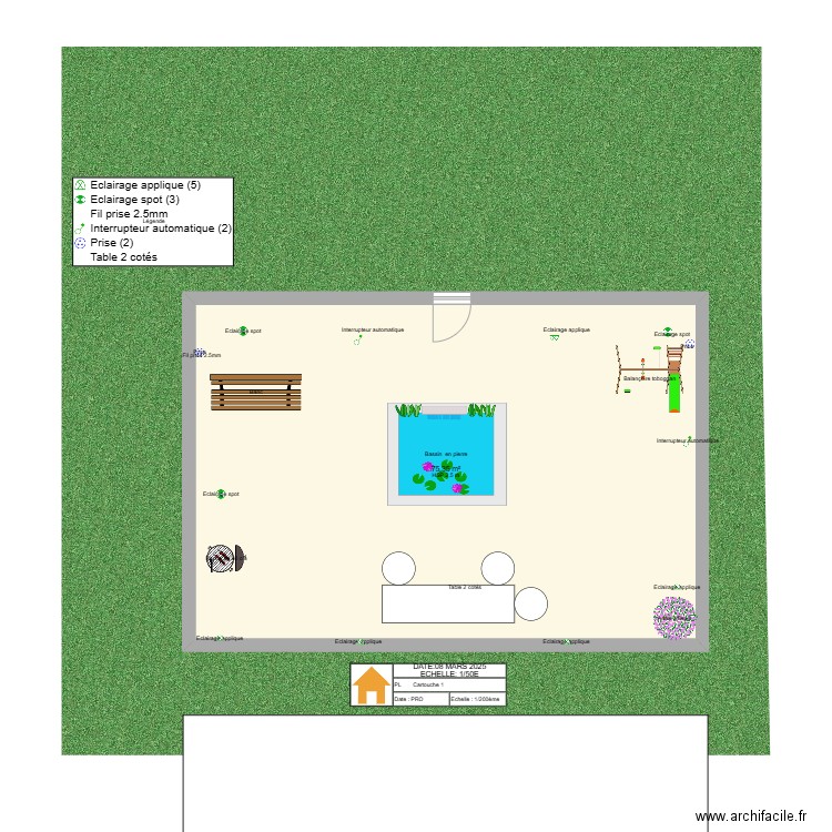 plan electrique jardin. Plan de 1 pièce et 75 m2