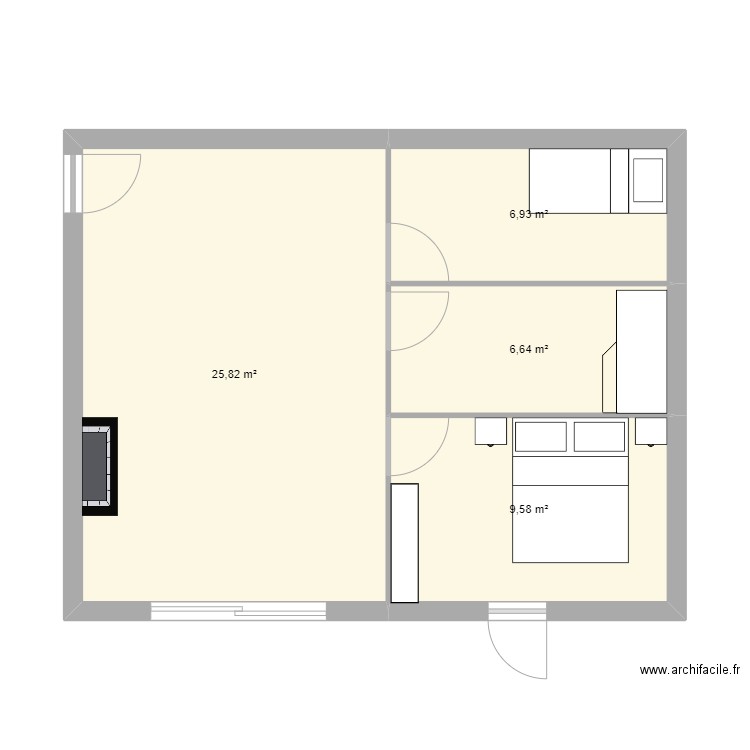 2 chambres?. Plan de 4 pièces et 49 m2