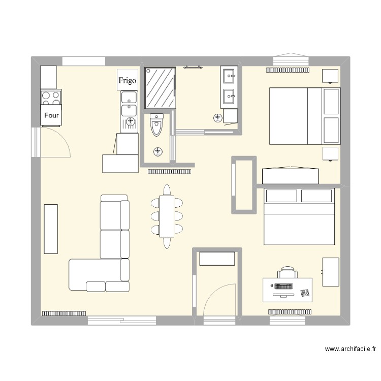 maison. Plan de 5 pièces et 56 m2