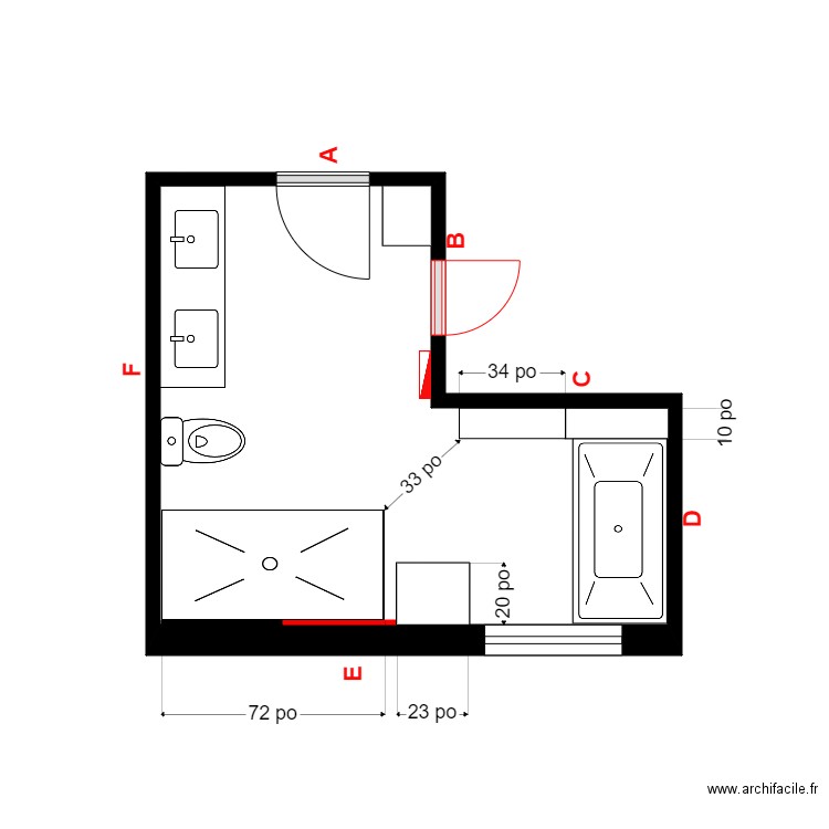 bujold. Plan de 1 pièce et 11 m2