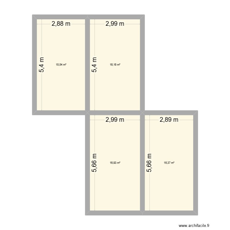 PROJET ST PIERRE bureau. Plan de 4 pièces et 65 m2