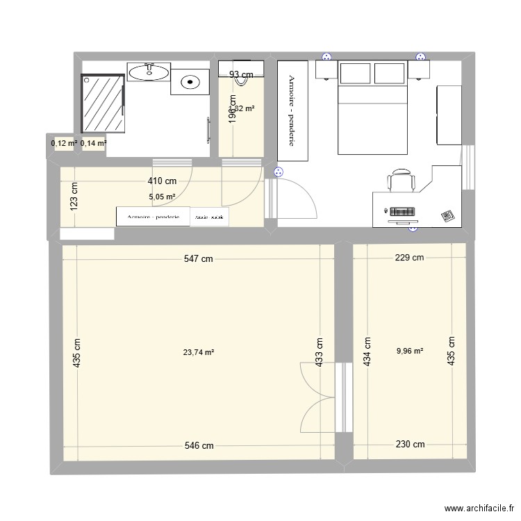 EKLA . Plan de 6 pièces et 41 m2