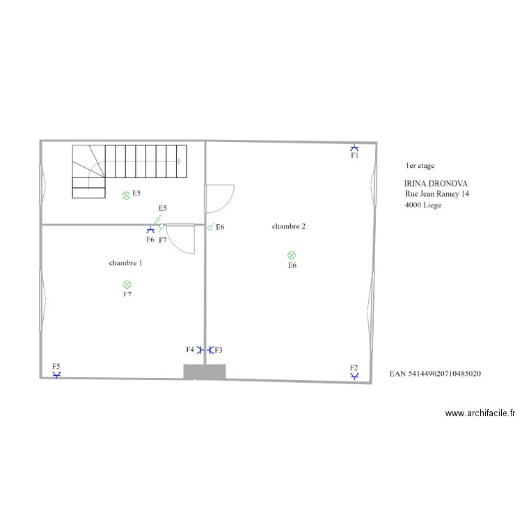 irina 1et 22. Plan de 3 pièces et 32 m2