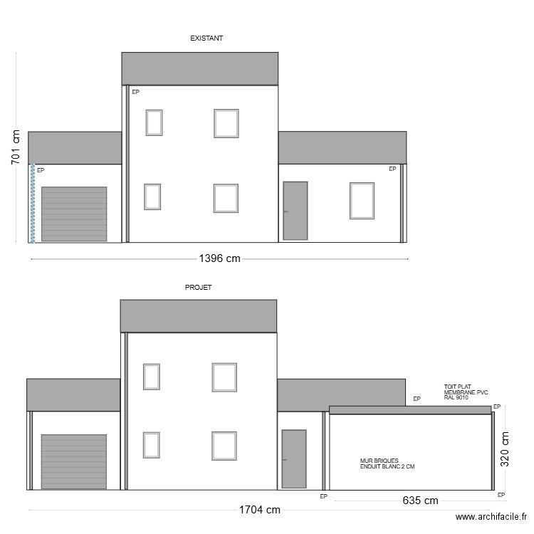 Plan facade Ouest. Plan de 0 pièce et 0 m2