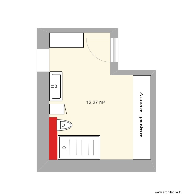 SdB Justi 4. Plan de 1 pièce et 12 m2