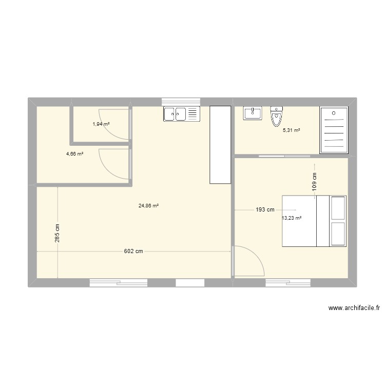 50m2 pmr. Plan de 5 pièces et 50 m2