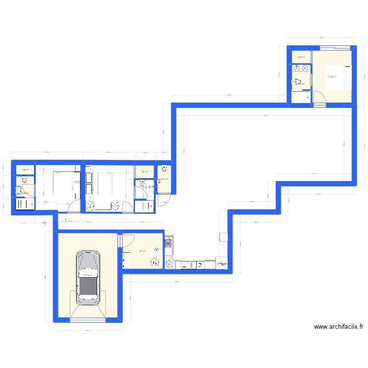 maisoneuroisa. Plan de 9 pièces et 61 m2