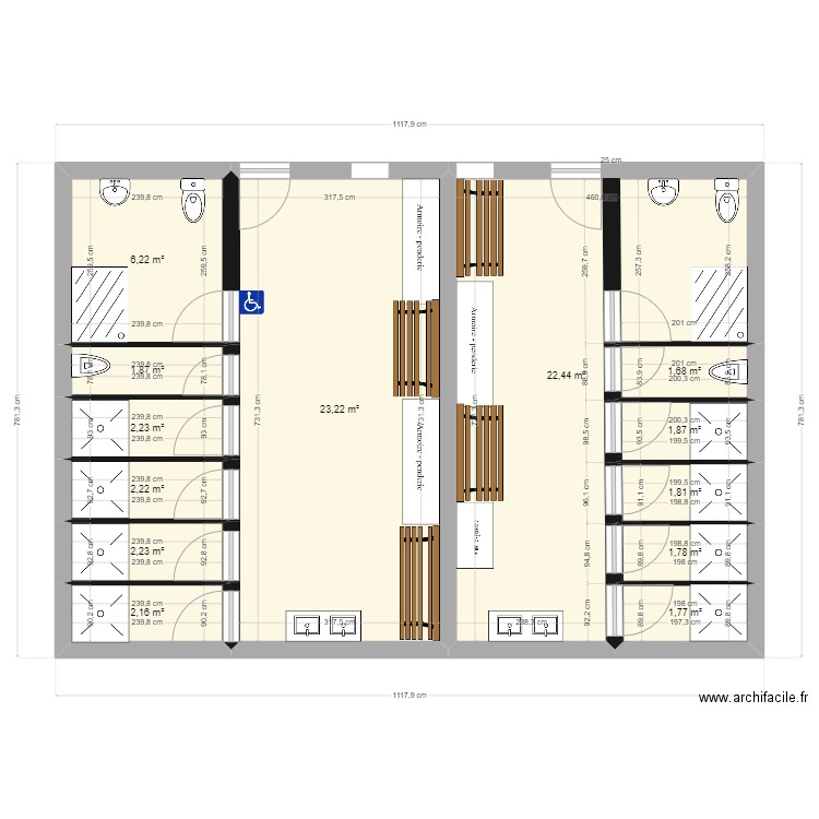 vestiaire. Plan de 0 pièce et 0 m2