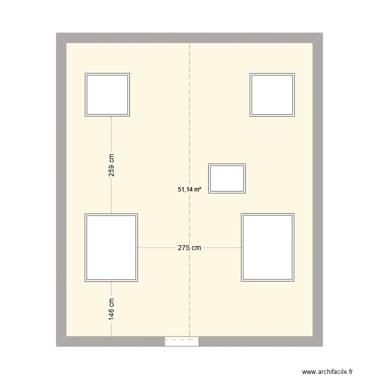 comble. Plan de 1 pièce et 51 m2