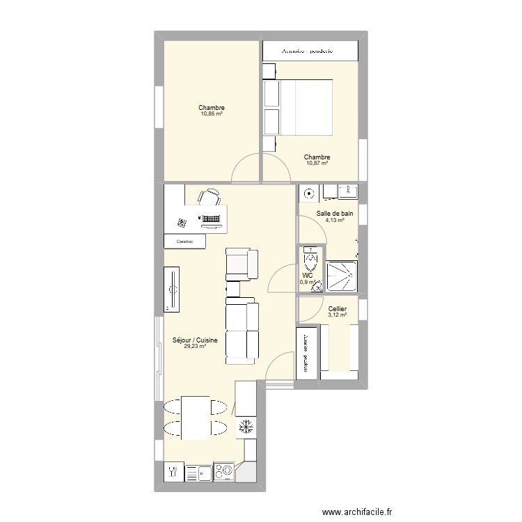 Future Maison. Plan de 6 pièces et 59 m2