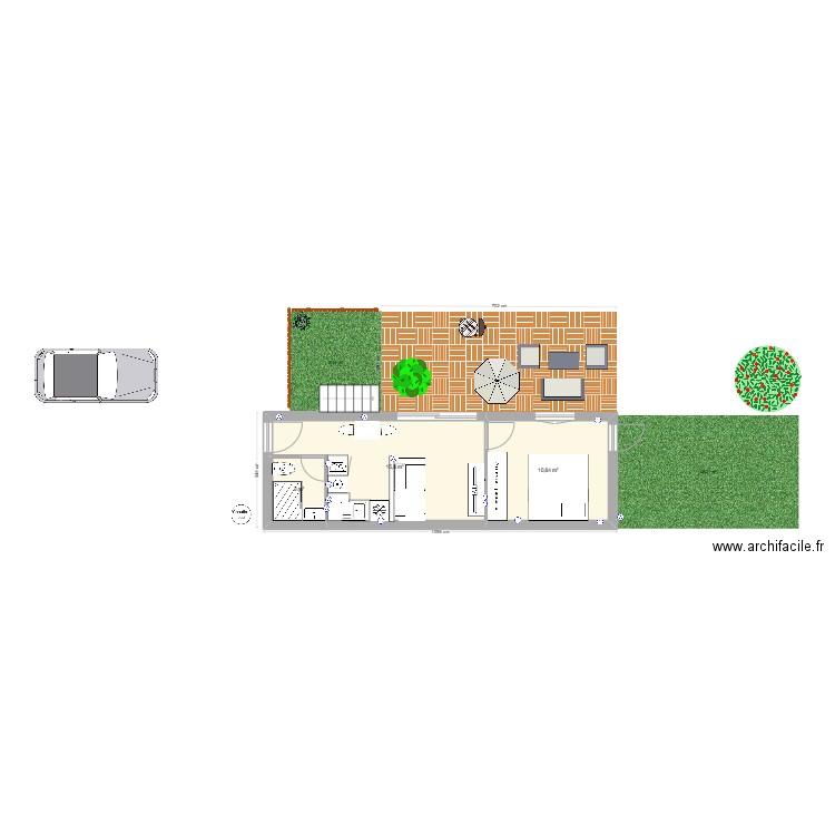 MAISON TOUTOU. Plan de 3 pièces et 30 m2