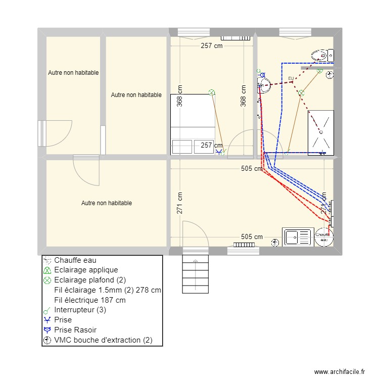 PLAN PLOMBERIE DUGUENET MODIF. Plan de 6 pièces et 55 m2