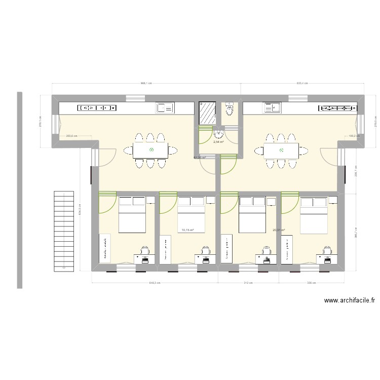 Maison mada. Plan de 4 pièces et 100 m2